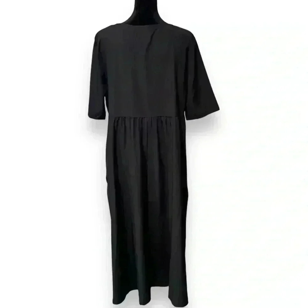 Made With Love NWT Midi/Maxi Large Black Scalloped V-neck Empire Waist Dress - Picture 16 of 16